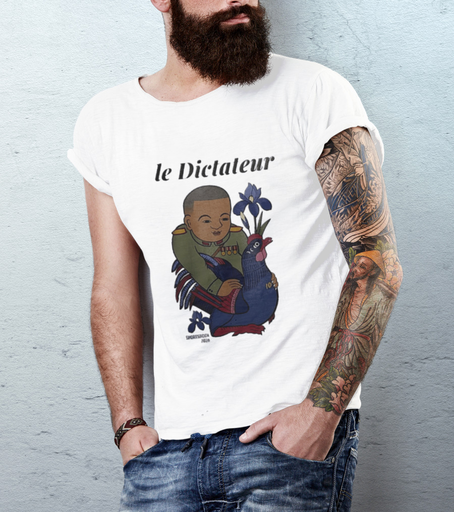 Le Dictateur Sportsbook 2026 Military Officer Cartoon French Rooster Iris Flowers T-Shirt