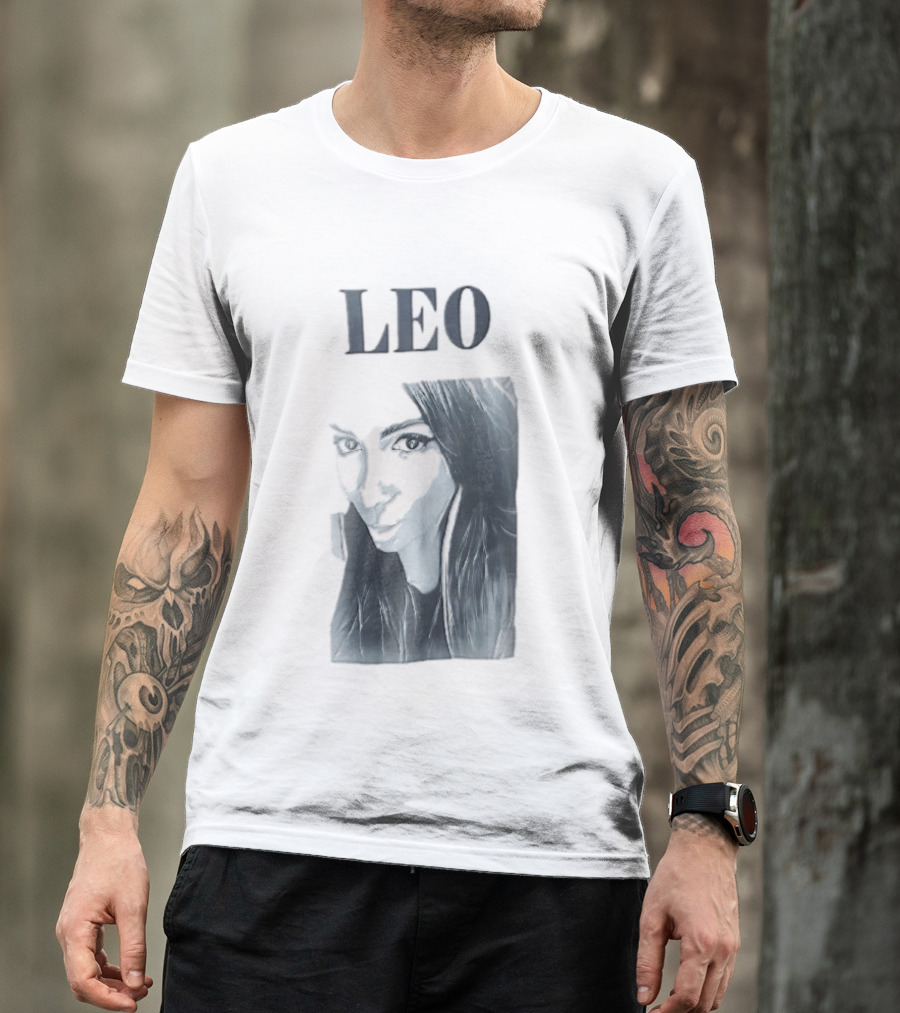Leo Woman Long Hair Monochromatic Selfie Close Up T-Shirt