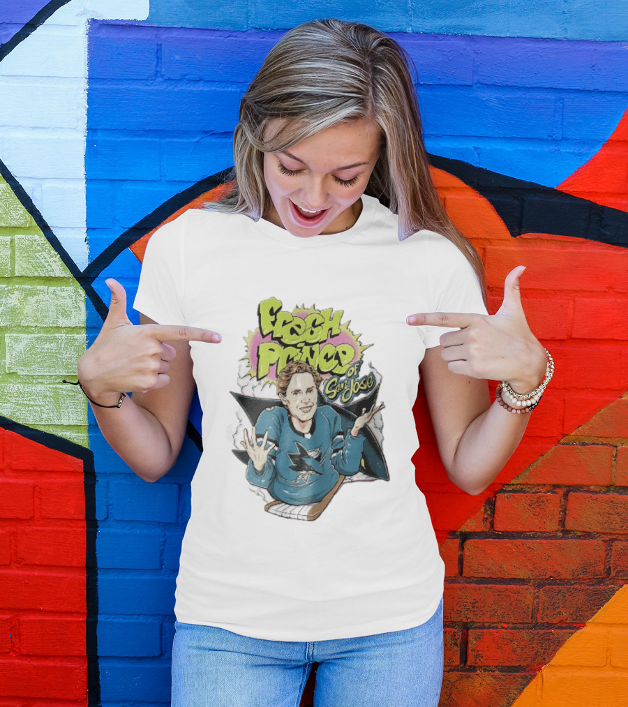 San Jose Sharks NHL Fresh Prince Cartoon Caricature Teal Hockey Jersey T-Shirt