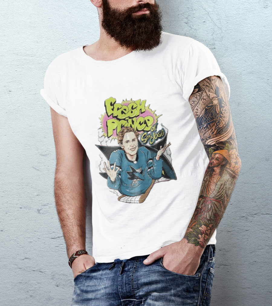 San Jose Sharks NHL Fresh Prince Cartoon Caricature Teal Hockey Jersey T-Shirt