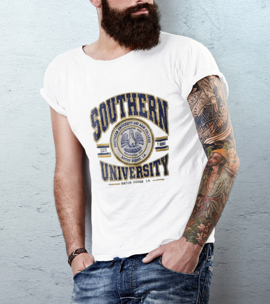 Southern University Jaguars Baton Rouge LA NCAA Est 1880 Incorporated Relocated 1914 Pelican Seal T-Shirt