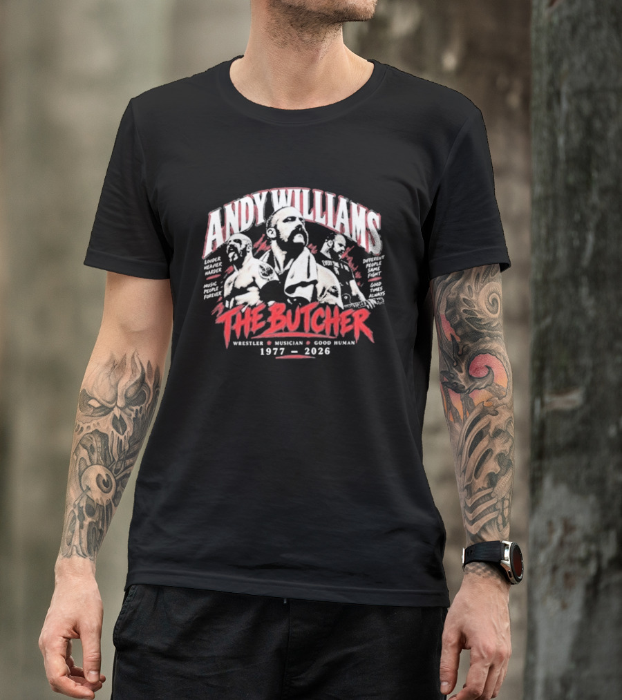 Andy Williams The Butcher Wrestler Musician 1977 2026 T-Shirt