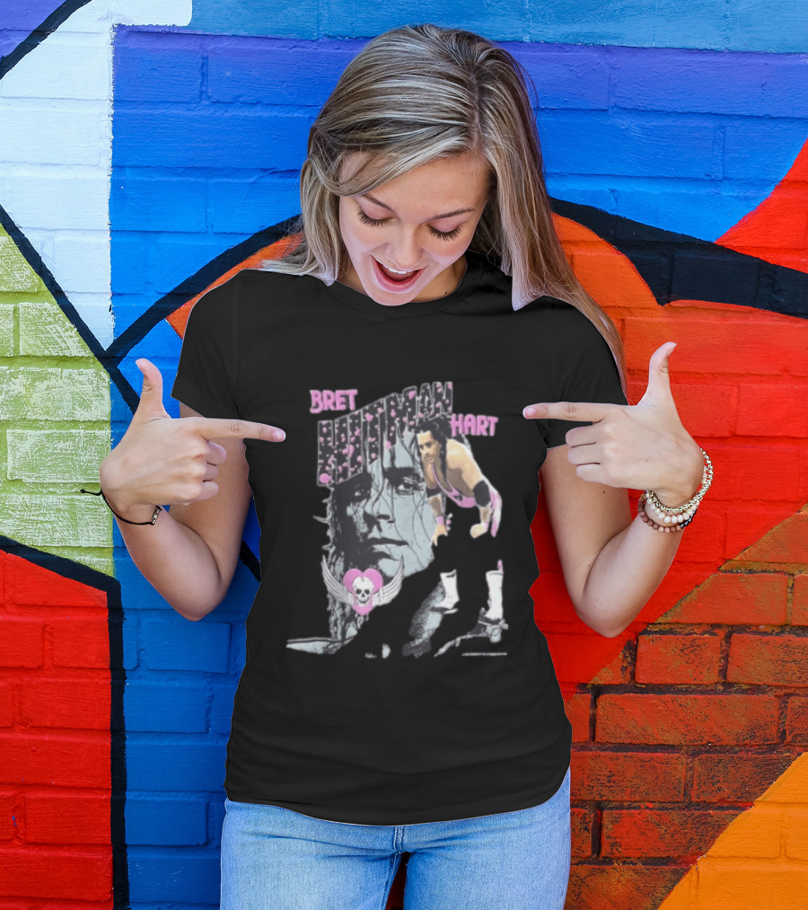 Bret Hart Hitman WWE Wrestling Skull Wings Boots T-Shirt