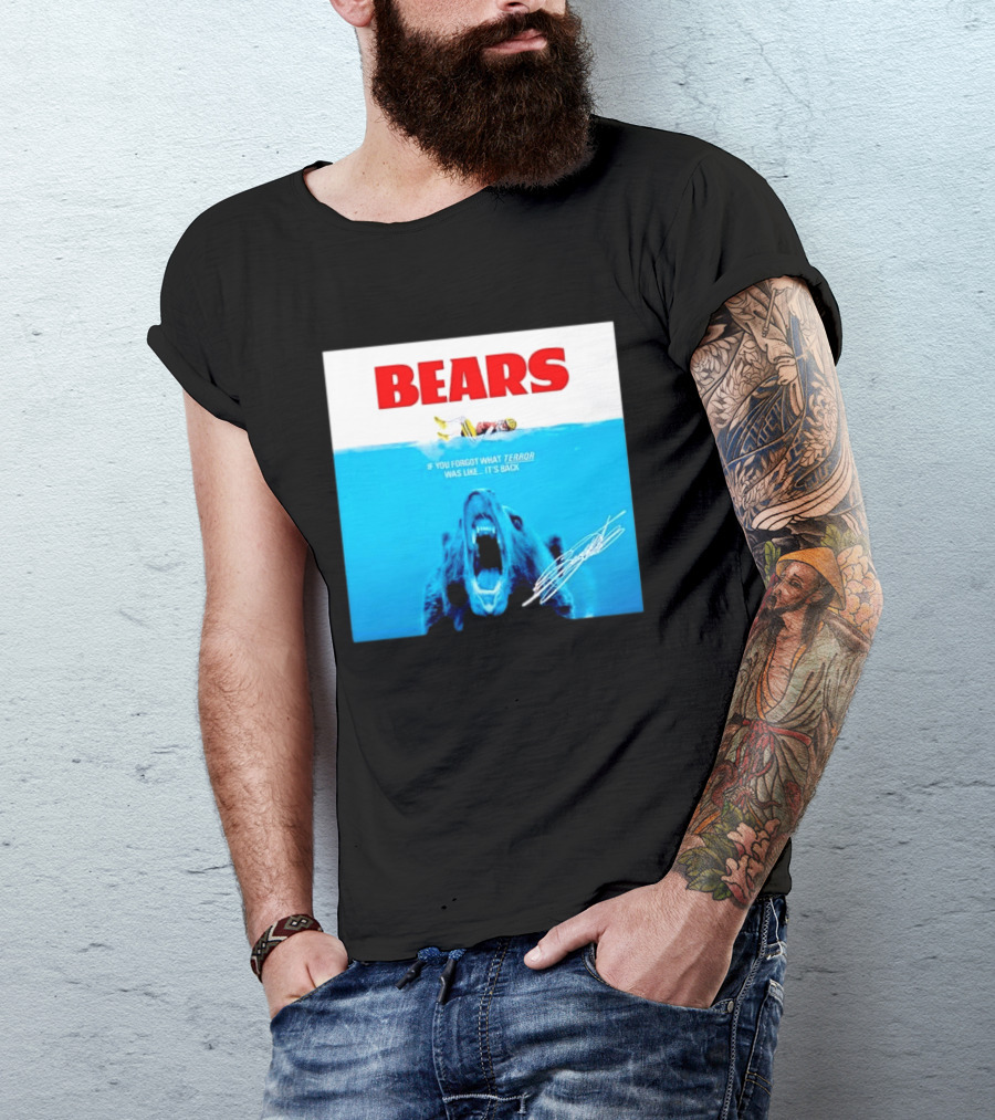 BEARS Caleb Williams Green Bay Packers Player Swimming Bear If You Forgot What Terror Was Like It's Back Chicago Bears T-Shirt