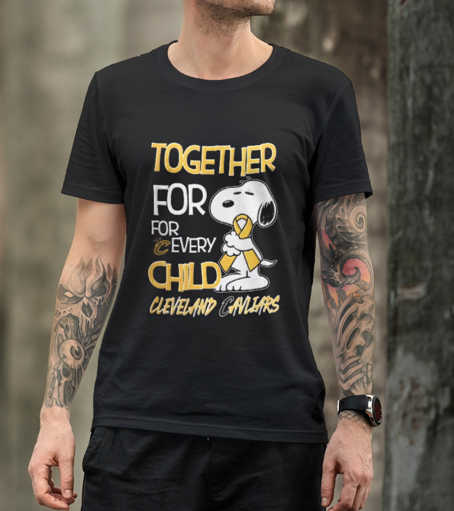 Cleveland Cavaliers Together For Every Child Cartoon Dog Yellow Ribbon T-Shirt