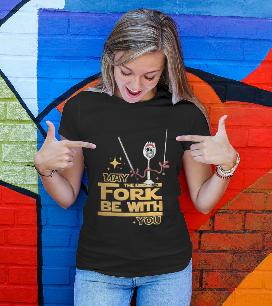 May The Fork Be With You Spork Wielding Lightsabers T-Shirt