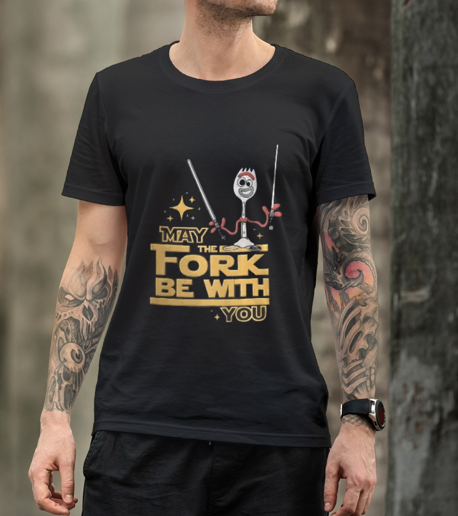 May The Fork Be With You Spork Wielding Lightsabers T-Shirt