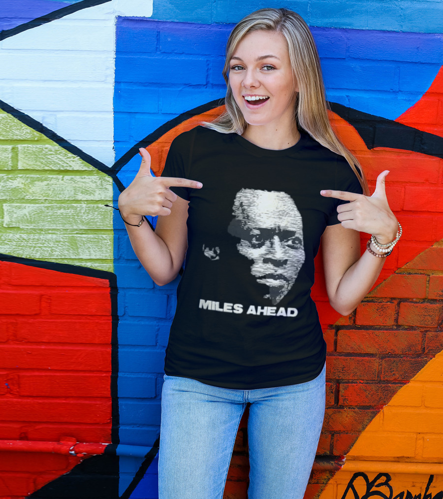 Miles Ahead Face Close Up Horizontal Lines T-Shirt