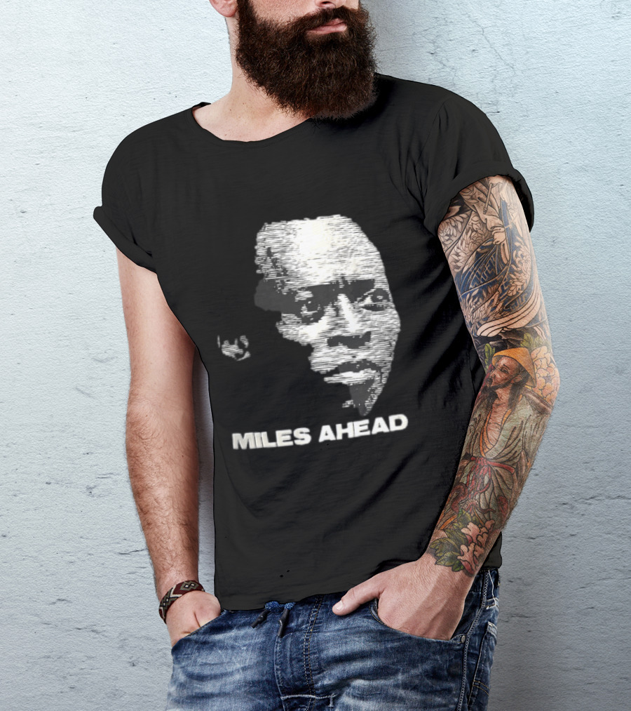 Miles Ahead Face Close Up Horizontal Lines T-Shirt