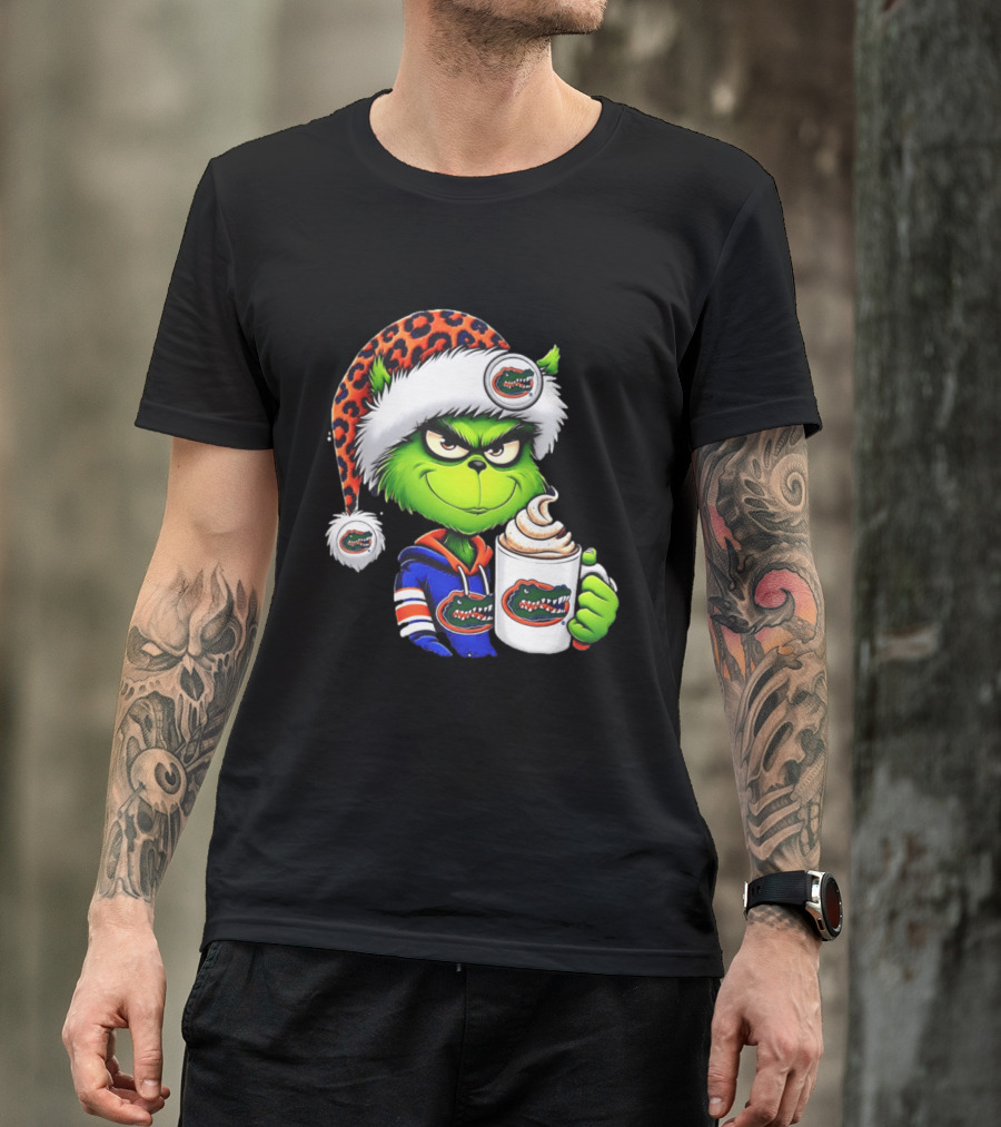 Holiday 2026 Grinch In Florida Gators With Festive And Santa Hat T-Shirt
