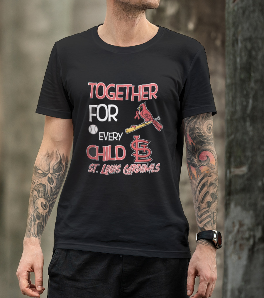 St. Louis Cardinals Together For Every Child Bird On Bat Baseball T-Shirt