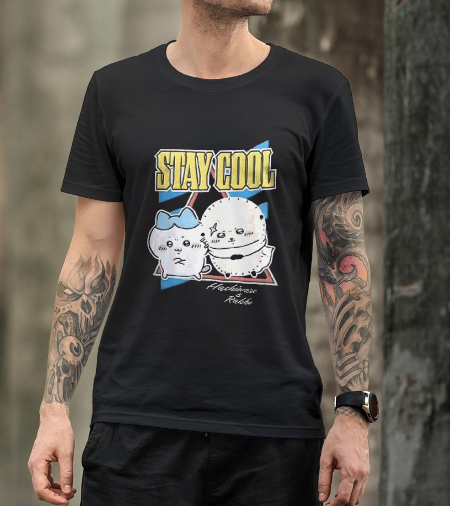 Stay Cool Hachiware And Rakko Distressed Cartoon Anime Characters T-Shirt