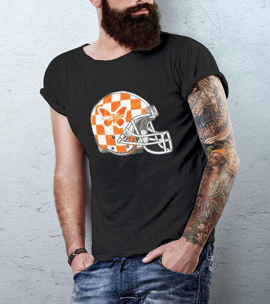 Tennessee Vols Football Helmet Checkerboard Butterfly Dolly Parton Version T-Shirt