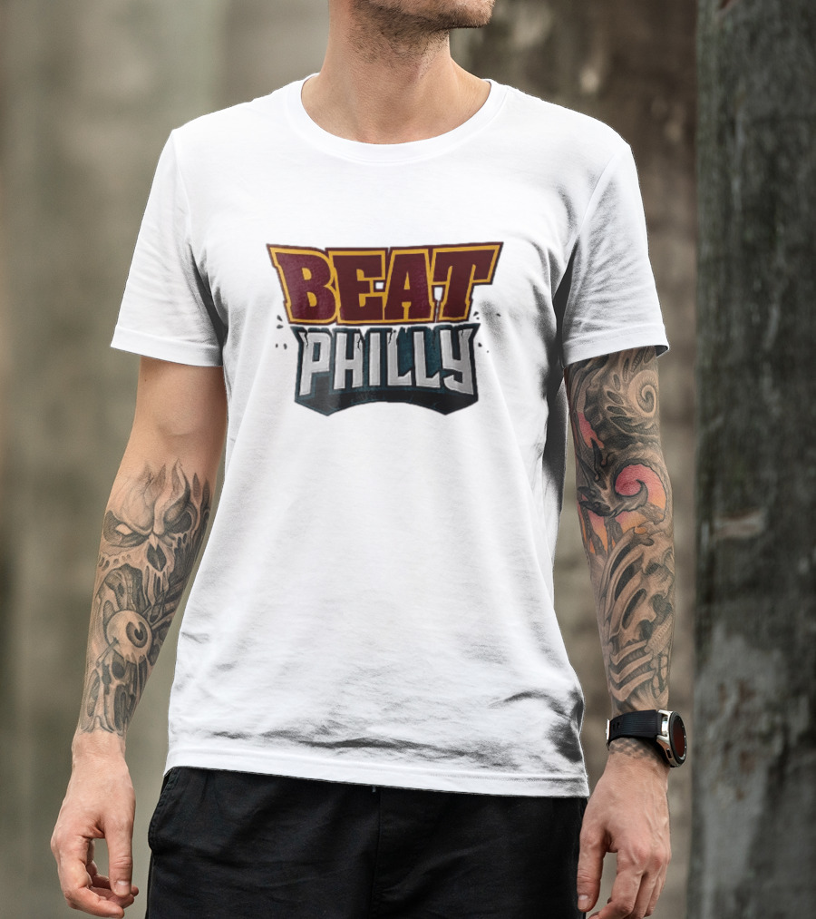 Beat Philly Burgundy Gold Cracked Block Shattered Debris T-Shirt