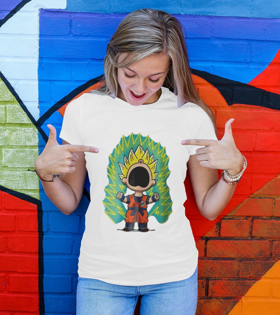 Cartoon Super Saiyan Screaming Boy With Yellow Aura And Orange Suit T-Shirt