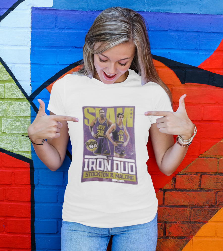 Slam Utah Jazz Before 94 Iron Duo Stockton Malone T-Shirt