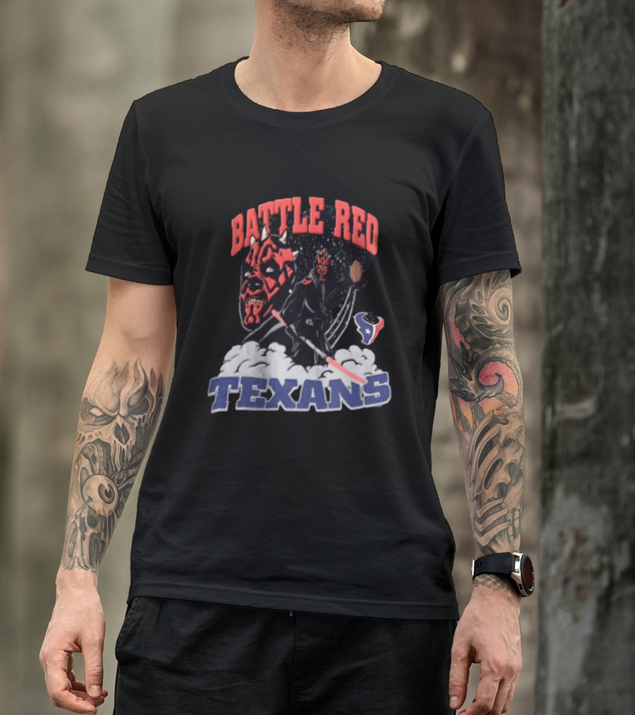 Battle Red Texans Football Star Wars Darth Maul NFL T-Shirt