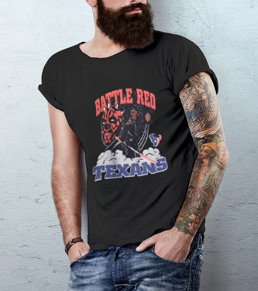 Battle Red Texans Football Star Wars Darth Maul NFL T-Shirt