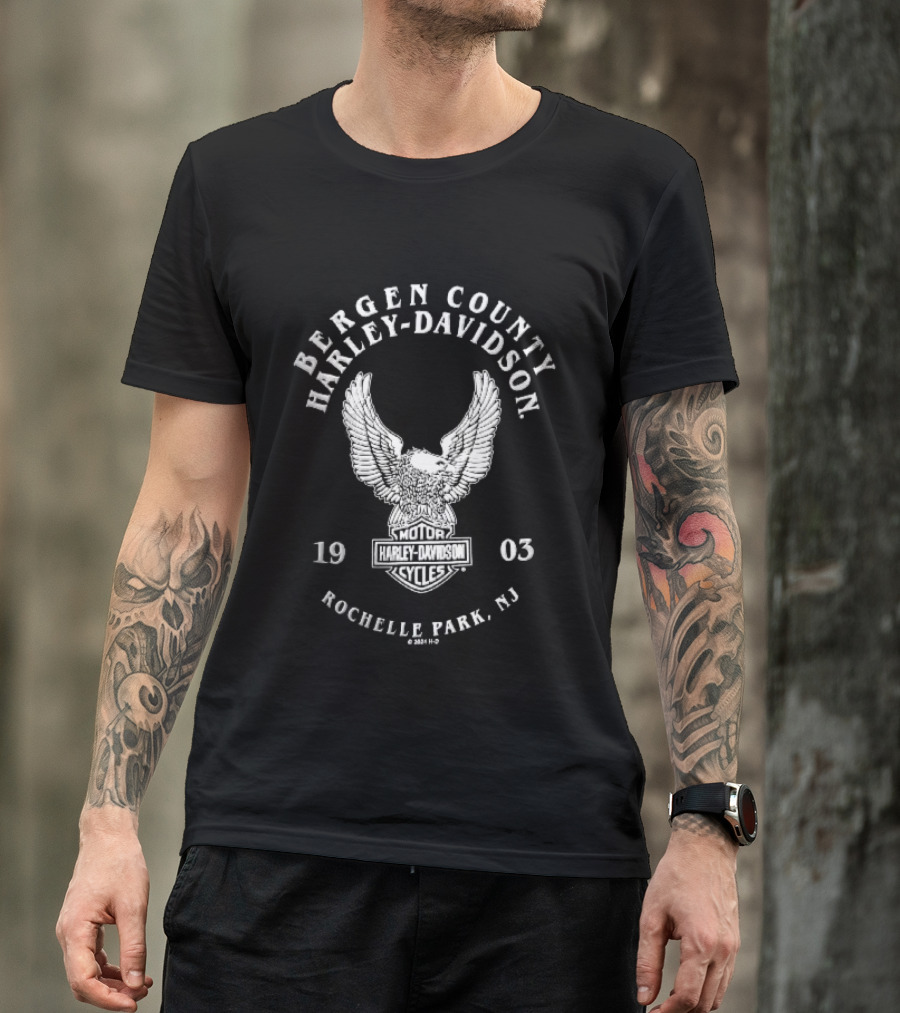 Bergen County Harley Davidson Motor Cycles Eagle Wings Rochelle Park NJ 1903 T-Shirt