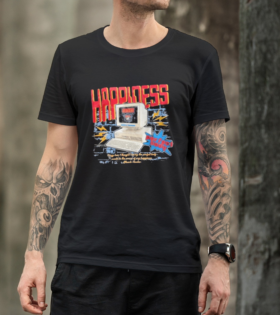 Happiness Perfect Body Retro Computer Lightning Bolts T-Shirt