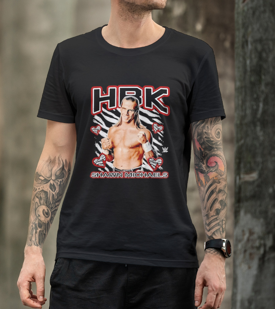 HBK Shawn Michaels Zebra Heart Hearts And Stripes T-Shirt
