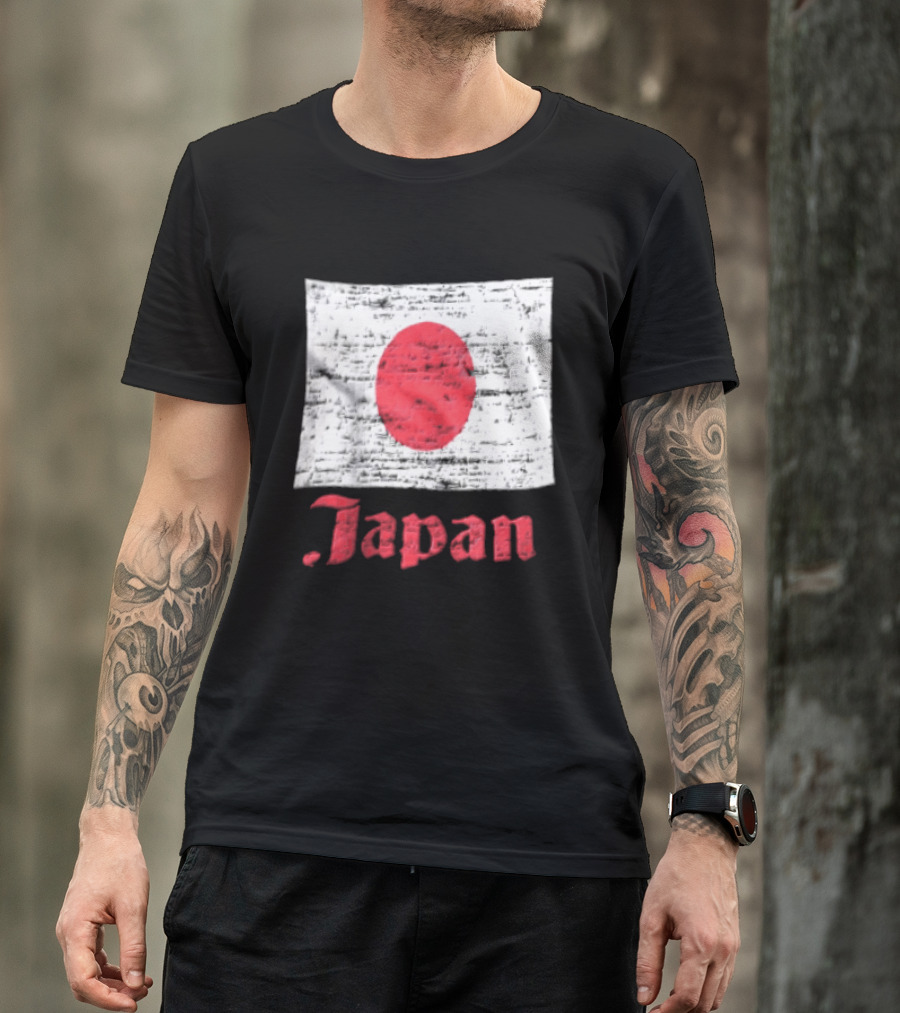 Japan Flag Distressed Style Red Dot Vintage Look T-Shirt