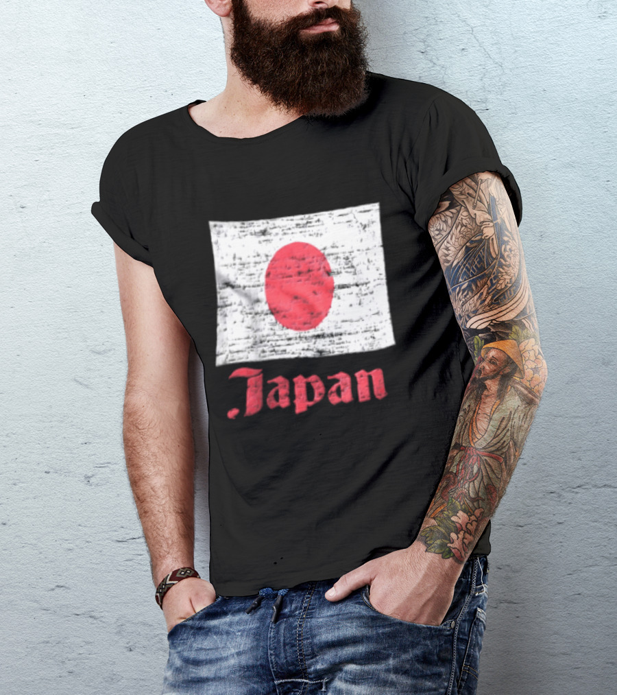 Japan Flag Distressed Style Red Dot Vintage Look T-Shirt