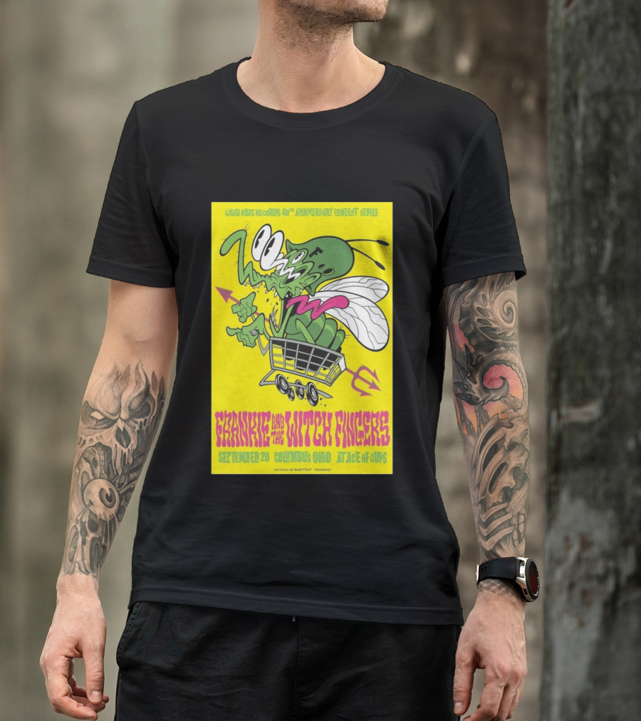Used Kids Records 40th Anniversary Concert Series Frankie And The Witch Fingers September 20 Columbus Ohio At Ace Of Cups Artwork By Sam Fout T-Shirt