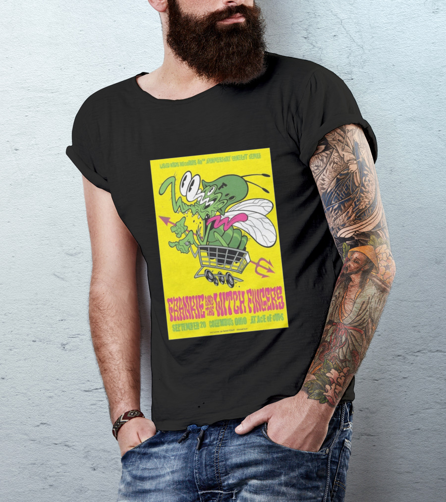 Used Kids Records 40th Anniversary Concert Series Frankie And The Witch Fingers September 20 Columbus Ohio At Ace Of Cups Artwork By Sam Fout T-Shirt