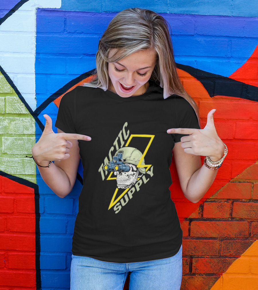 Tactical Skull Tactic Supply Night Vision Helmet Lightning Bolt T-Shirt