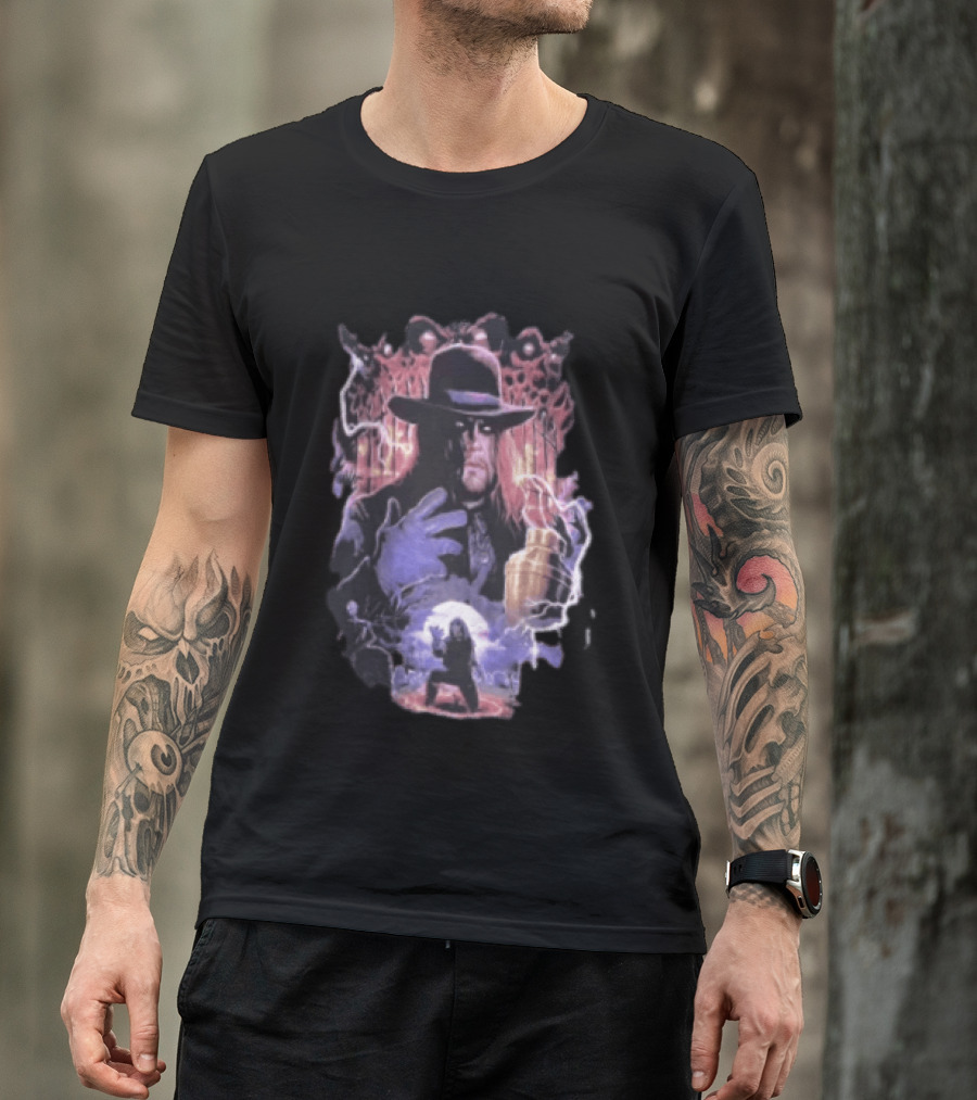The Undertaker WWE Wrestler Vintage Style With Lightning And Urn T-Shirt