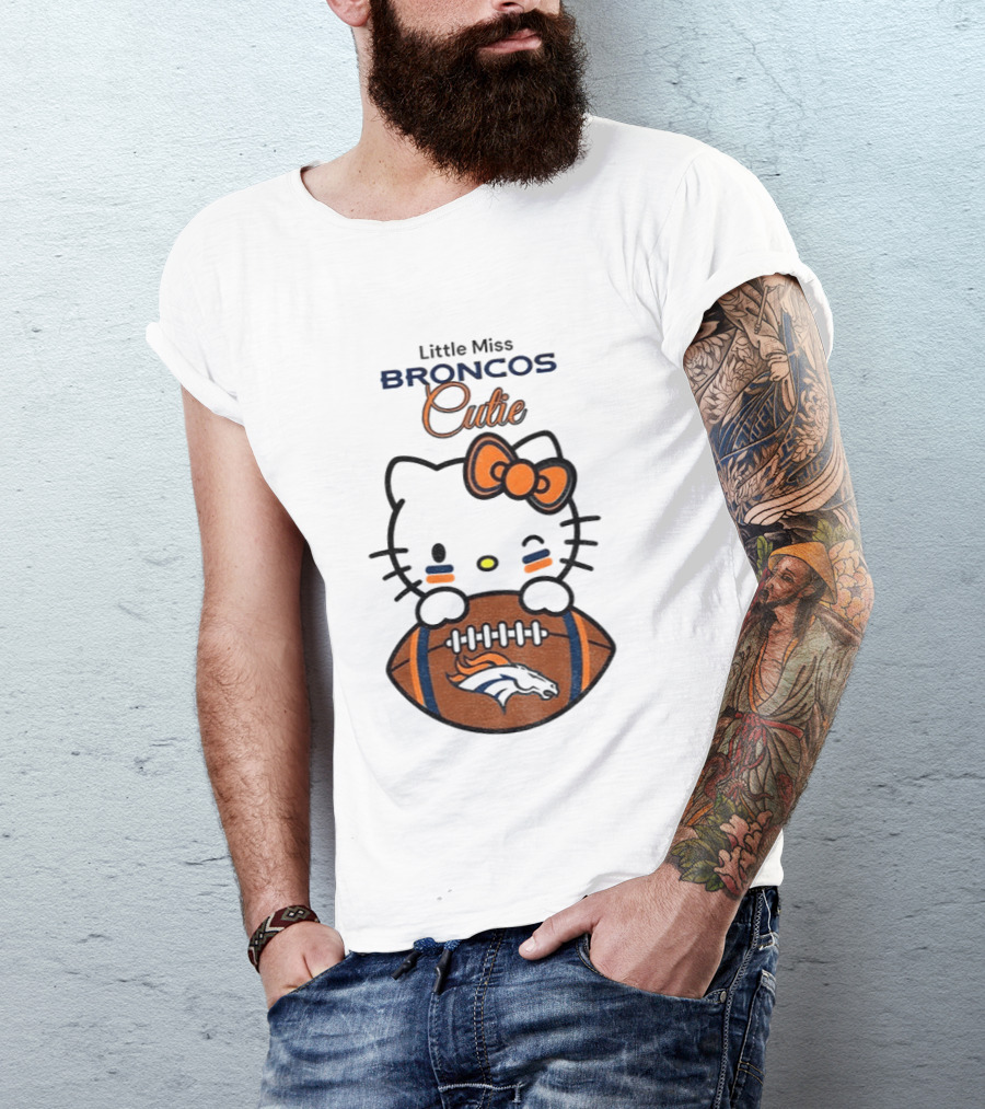 Little Miss Broncos Cutie Hello Kitty Football Fan T-Shirt