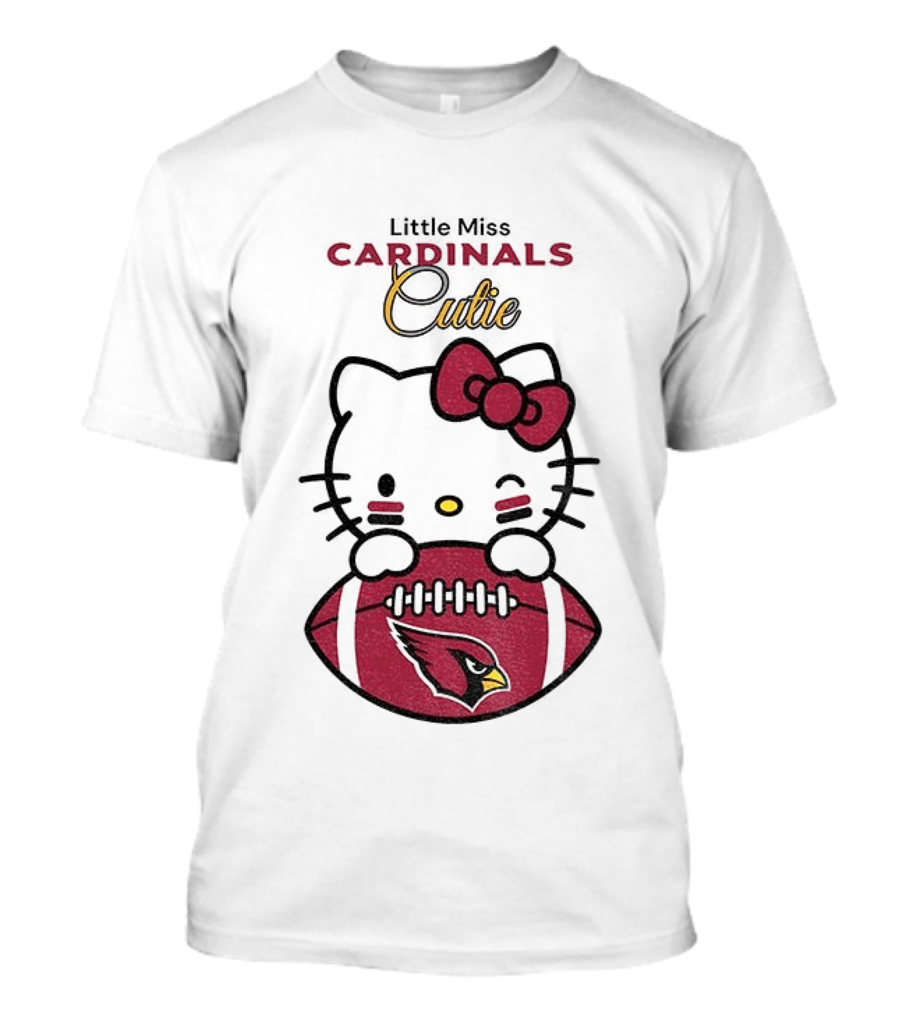Little Miss Cardinals Cutie Hello Kitty Football T-Shirt