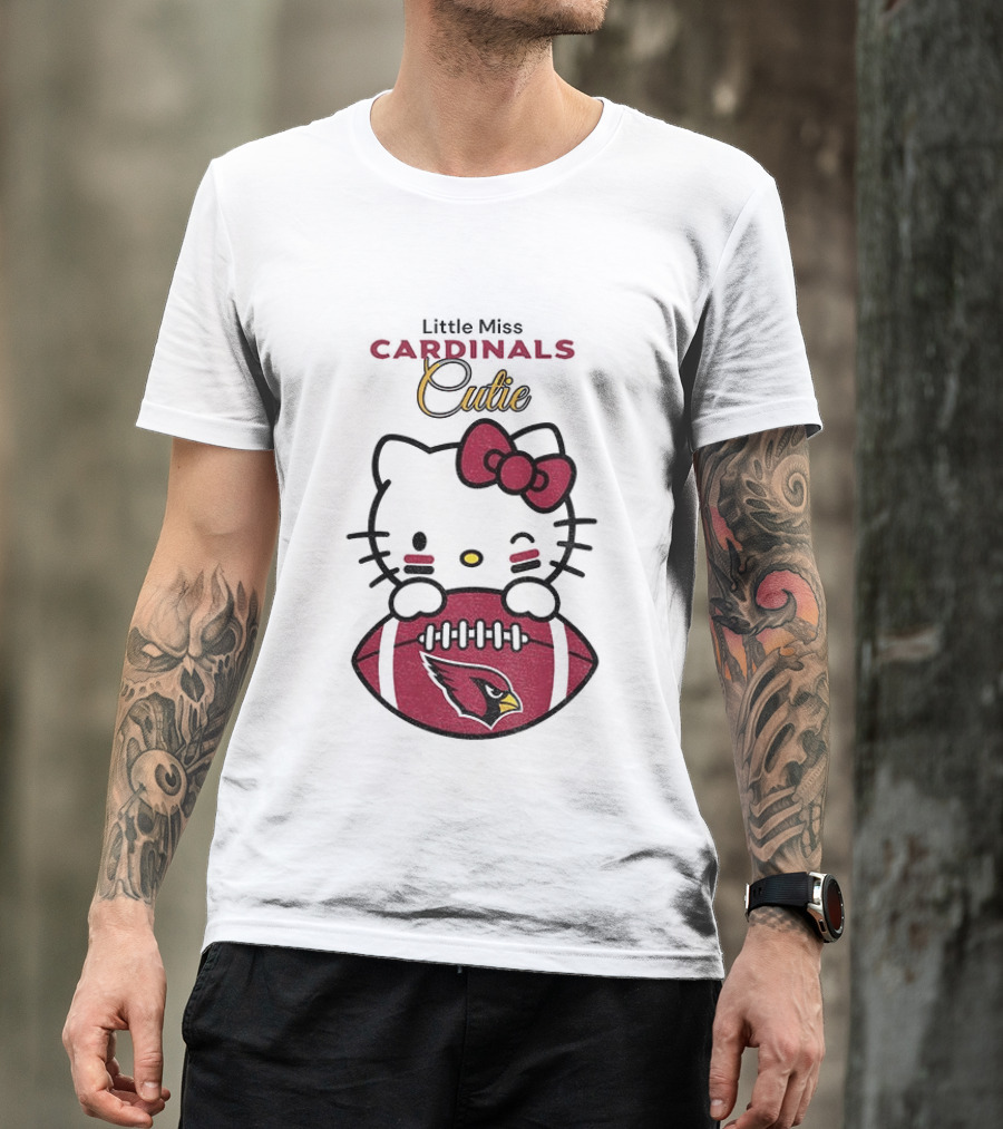 Little Miss Cardinals Cutie Hello Kitty Football T-Shirt