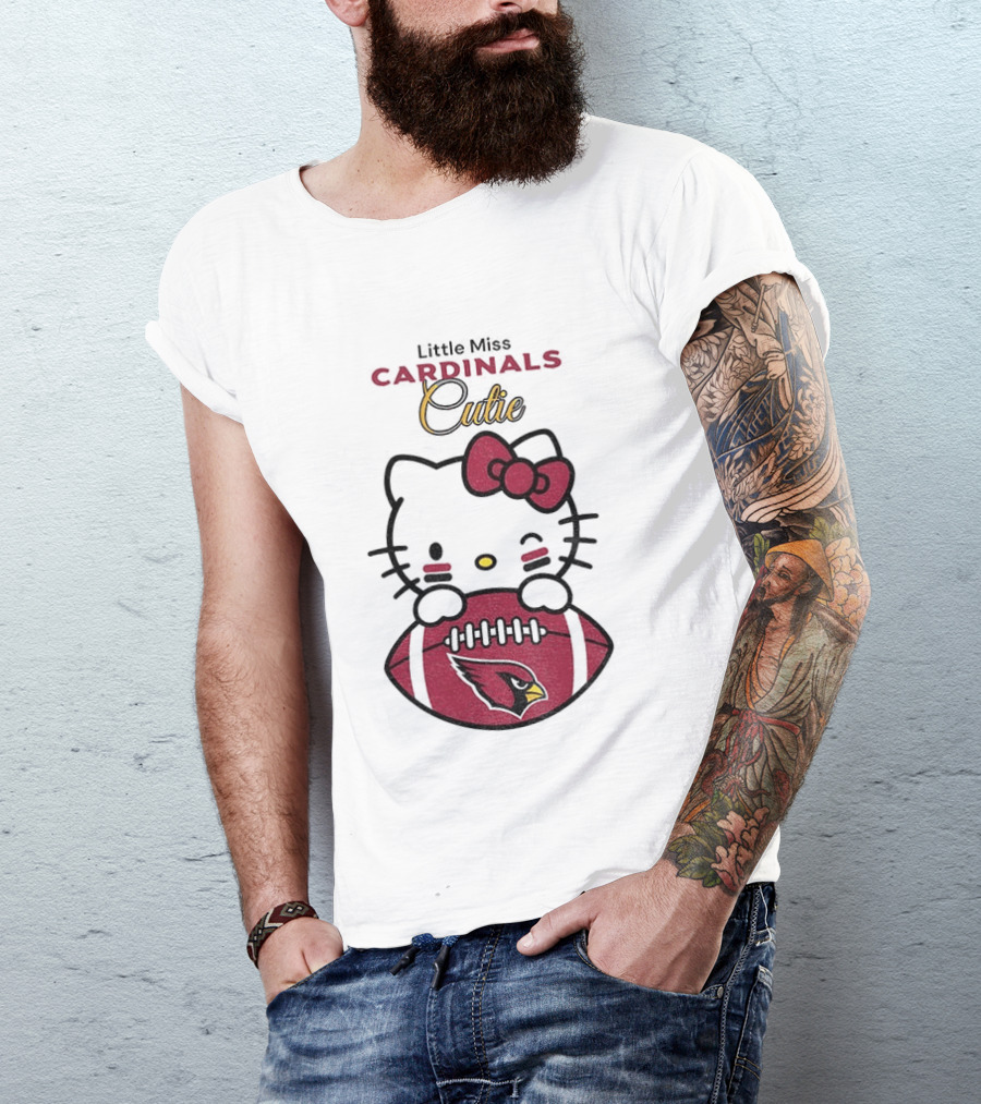 Little Miss Cardinals Cutie Hello Kitty Football T-Shirt