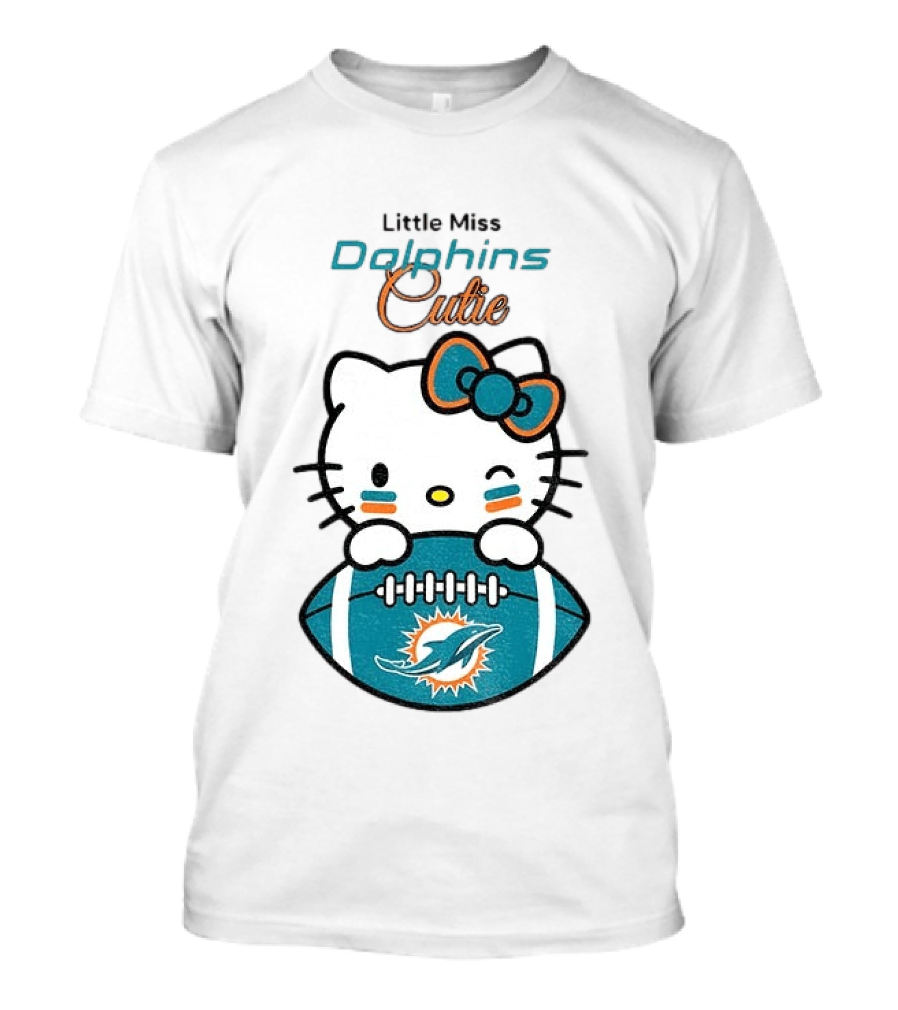 Little Miss Dolphins Cutie Hello Kitty Football T-Shirt