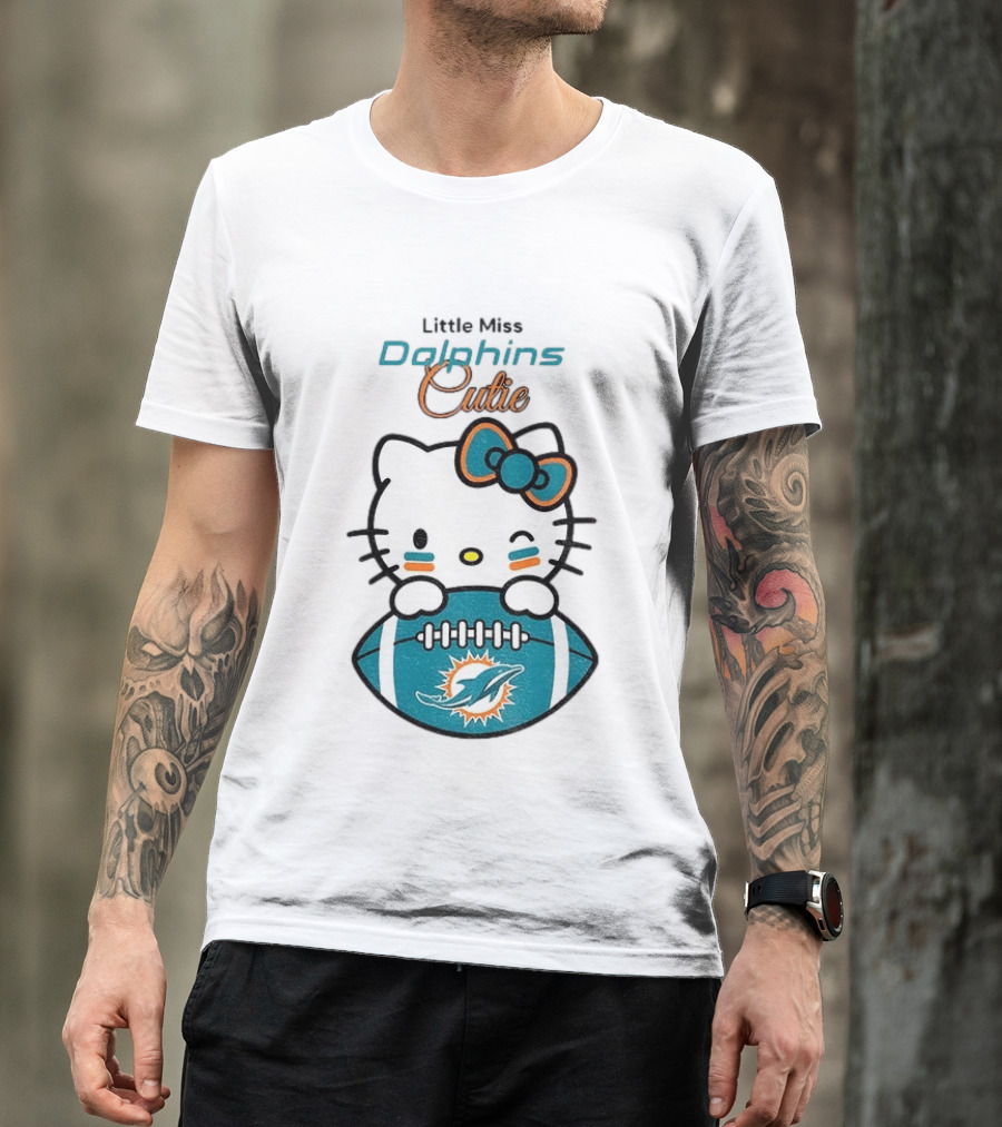 Little Miss Dolphins Cutie Hello Kitty Football T-Shirt