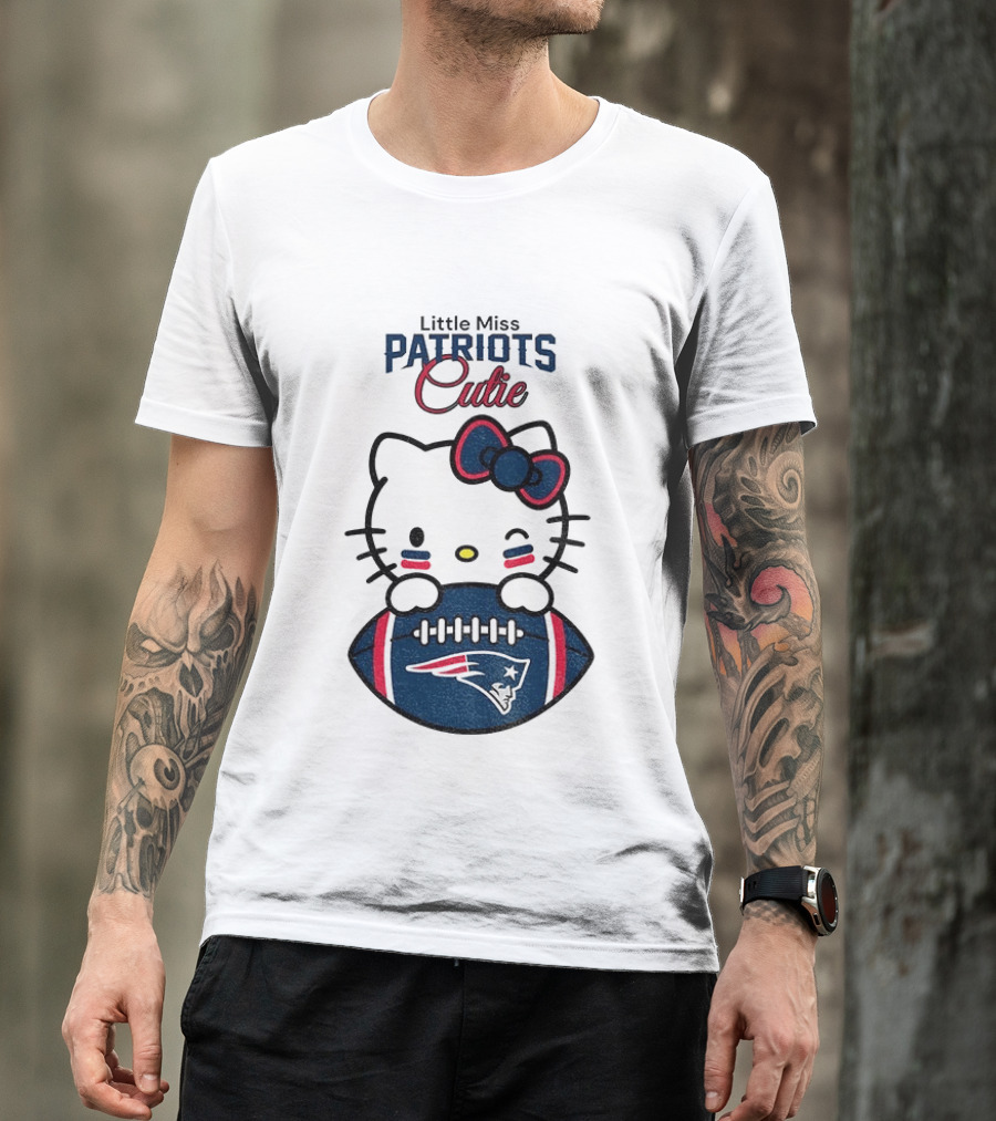Little Miss Patriots Cutie Hello Kitty Football T-Shirt