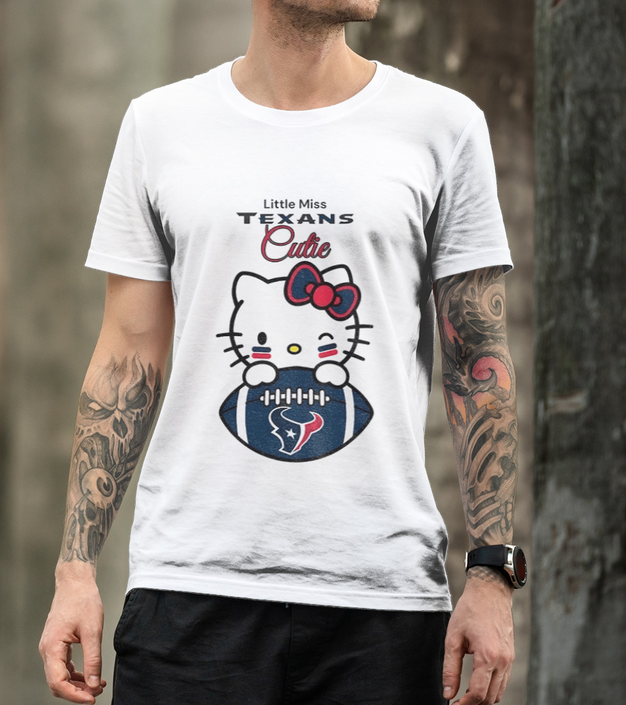 Little Miss Texans Cutie Hello Kitty Football T-Shirt