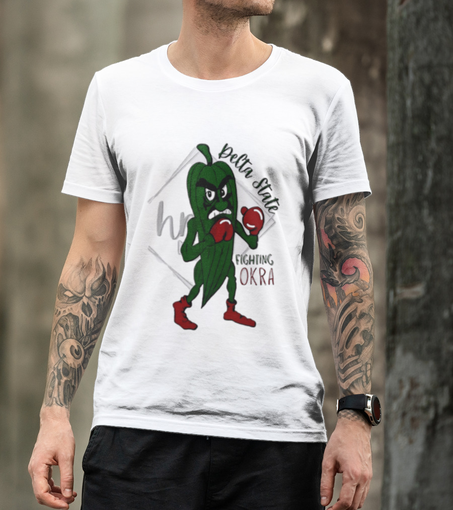 Delta State Fighting Okra Punching Mascot With Boxing Gloves And Boots T-Shirt