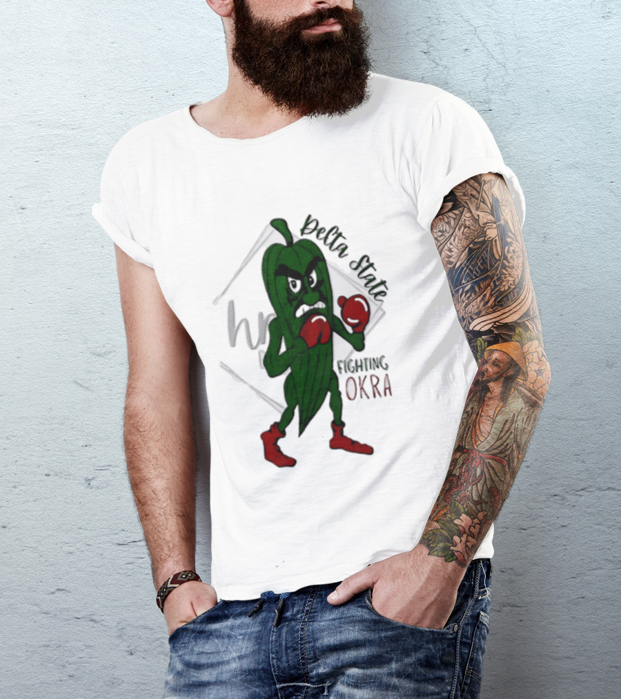 Delta State Fighting Okra Punching Mascot With Boxing Gloves And Boots T-Shirt