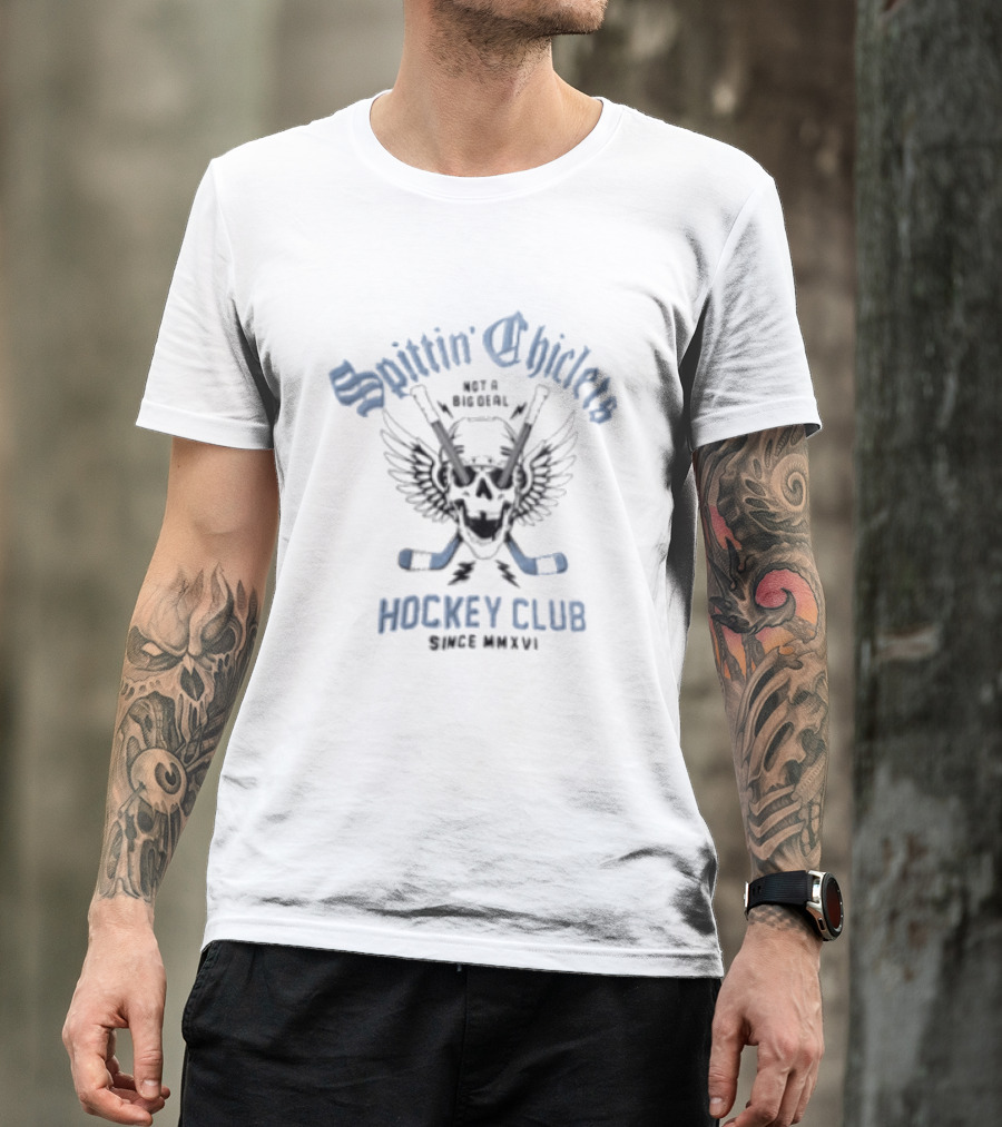 Spittin' Chiclets Winged Skull Helmet Hockey Club Since MMXVI T-Shirt