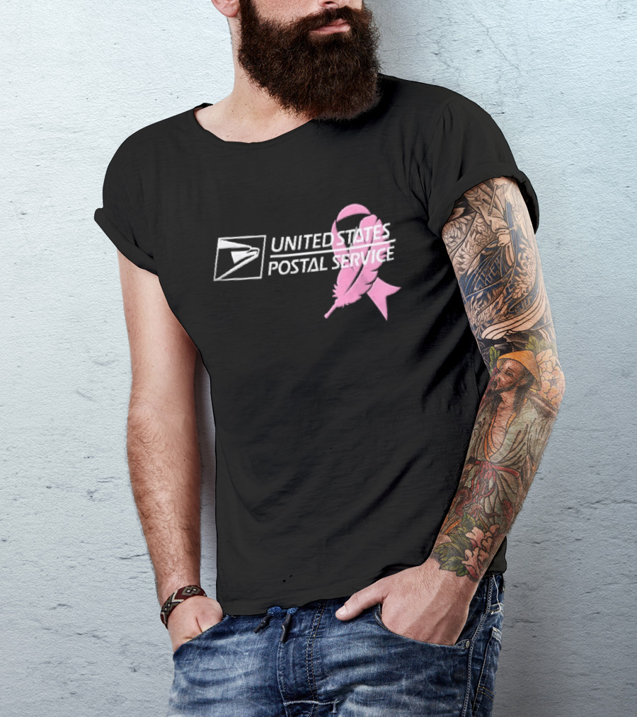 United States Postal Service Pink Breast Cancer Awareness Feather Ribbon T-Shirt