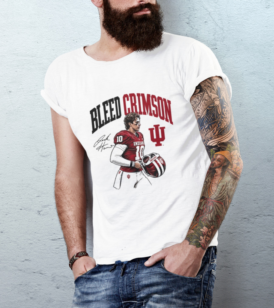 Bleed Crimson IU Football Number 10 Player Signature T-Shirt