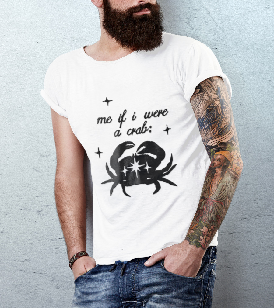 Me If I Were A Crab Crustacean Sparkles Silhouette Four Point Stars T-Shirt