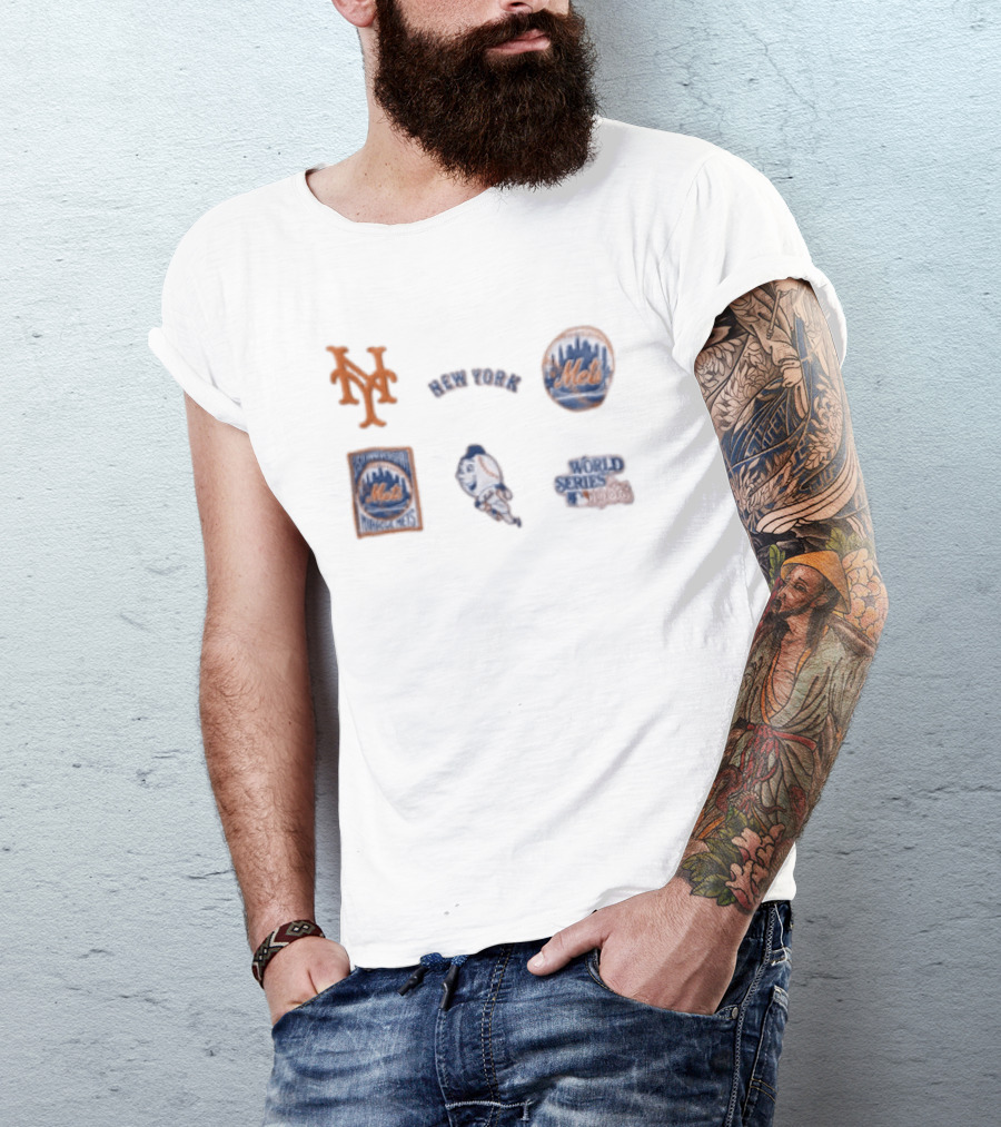 New York Mets 25th Anniversary 1986 World Series Logos T-Shirt