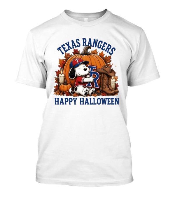 Texas Rangers Snoopy Pumpkin Happy Halloween T-Shirt