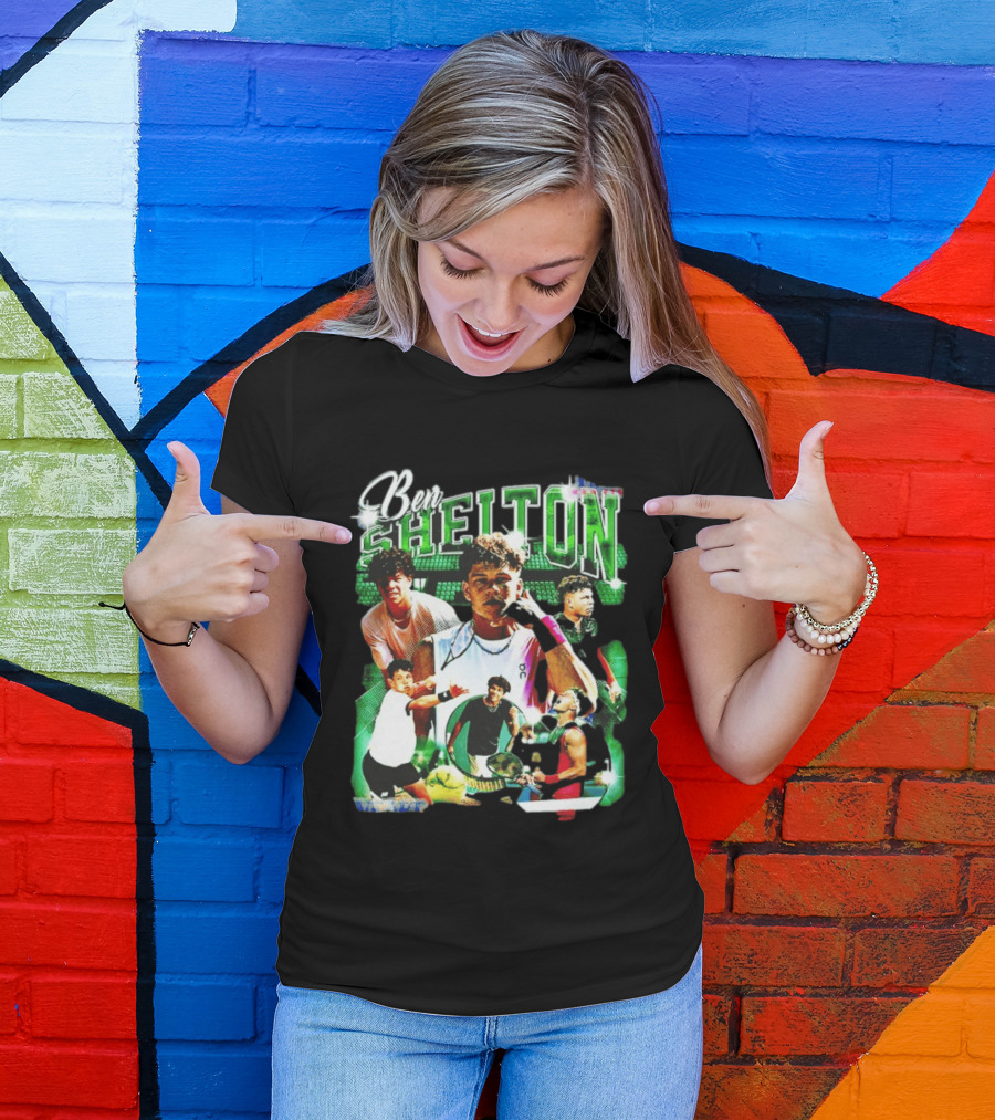 Ben Shelton Tennis Champions Green Collage T-Shirt