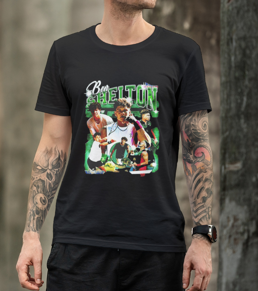Ben Shelton Tennis Champions Green Collage T-Shirt