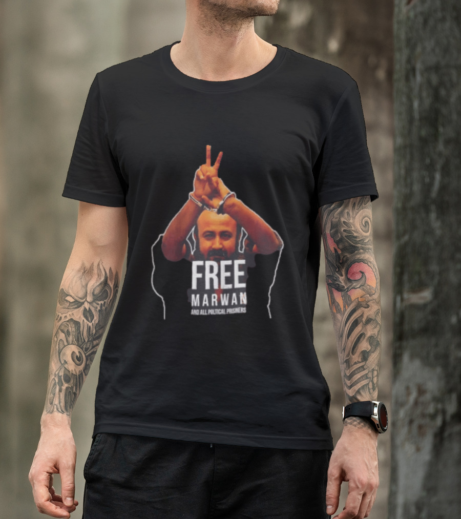 Free Marwan Barghouti And All Political Prisoners Handcuffed Peace Sign T-Shirt